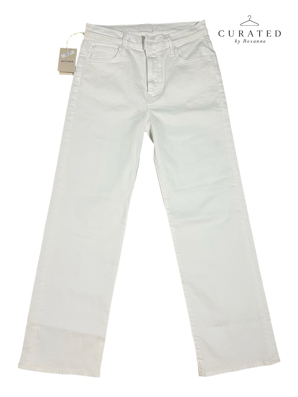 MOTHER The Kick It Flood Jeans White Size 28 NWT Wide Leg Made in USA